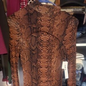 Bar III Brown/Black Snake Print Dress with cut out chest XS